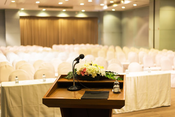 The detail shot for interior empty design table of the executive meeting room.