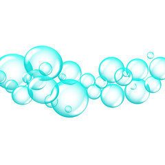 Set of clean water, soap, gas or air bubbles. Banner, poster or any design element. Realistic vector illustration. Soap bubbles
