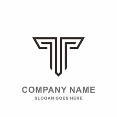 Geometric Square Letter T Pillar Building Architecture Attorney Law Firm Business Company Stock Vector Logo Design Template