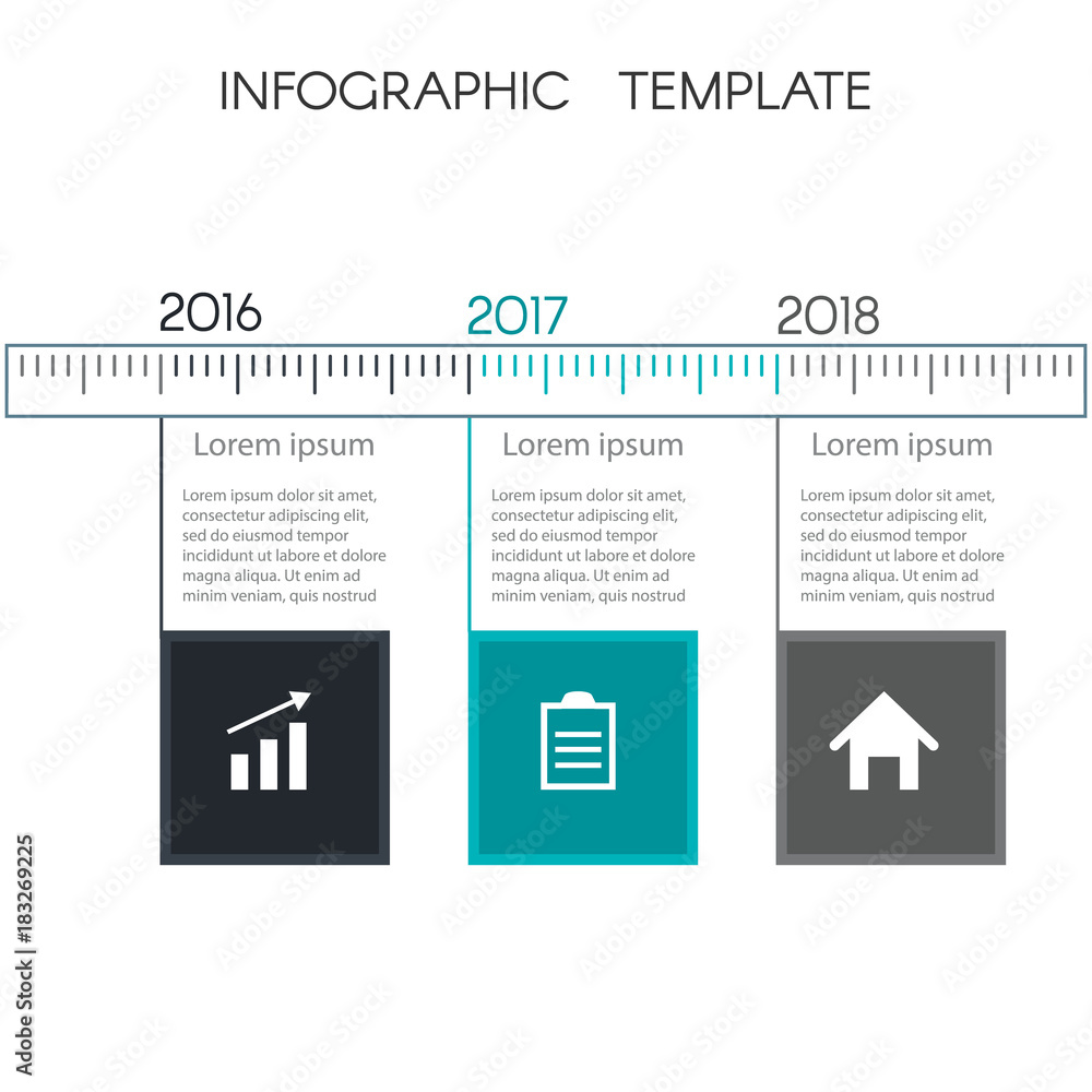 Poster colorful timeline infographic from squares. template for graphics, presentation, business, web desig