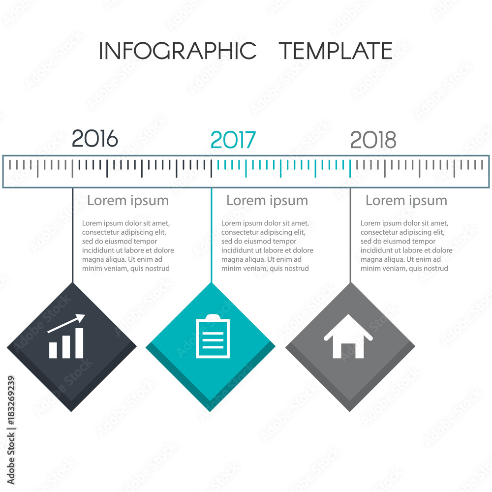 Poster colorful timeline infographic from squares. template for graphics, presentation, business, web desig