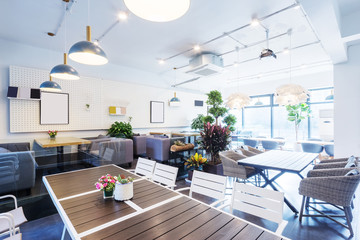 interior of modern cafeteria