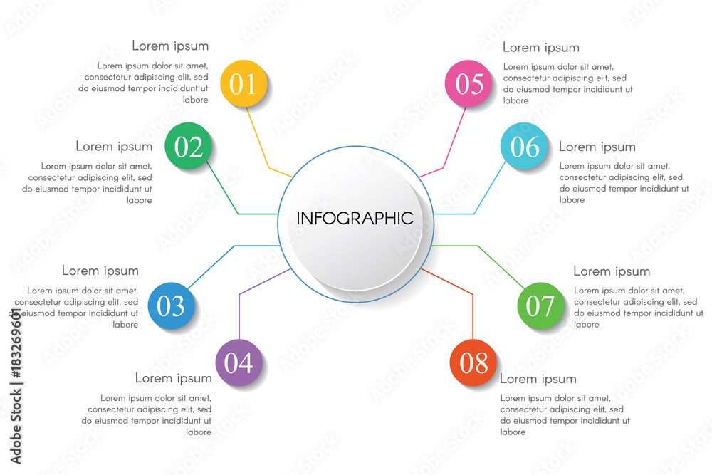 Poster modern infographic template with 8 options. template for graphics, presentation, business, web desig