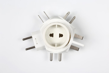 adapter for different electrical plugs. - obrazy, fototapety, plakaty
