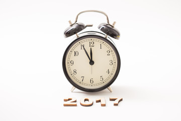 Vintage clock at midnight to new year 2018