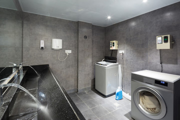 interior of modern public washing room