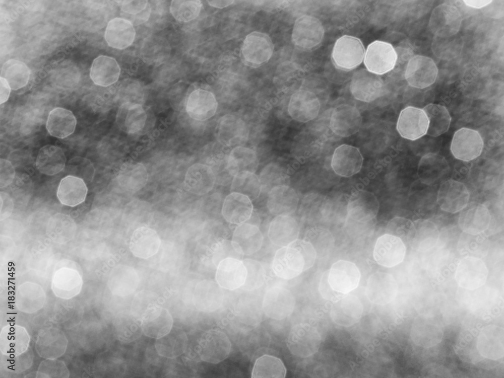 Poster Abstract bokeh lights background gray and white blurred background, shiny blurred lights for christmas background