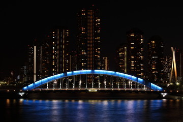 Eidaibashi Bridge in Tokyo at night