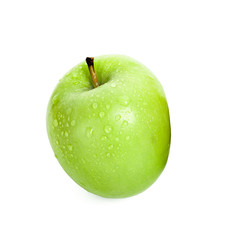 Green apple on white background