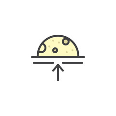 Rising moon filled outline icon, line vector sign, linear colorful pictogram isolated on white. Night full moon rise symbol, logo illustration. Pixel perfect vector graphics