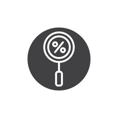 Magnifying glass with a percent icon vector