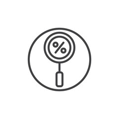 Magnifying glass with a percent line icon