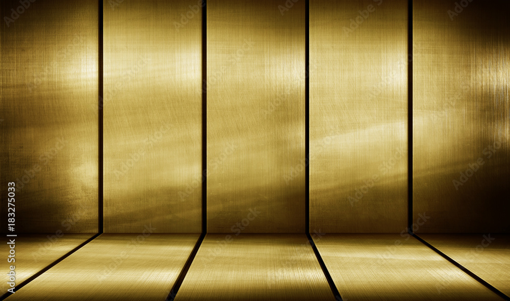 Wall mural golden metal bar background