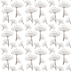 Seamless pattern in scandinavian style. Florar pattern for print on wallpaper, gift paper, textile, paper. Two-color fennel pattern.