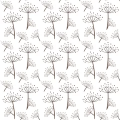 Tragetasche Nahtloses Muster im skandinavischen Stil. Blumenmuster für den Druck auf Tapeten, Geschenkpapier, Textilien, Papier. Zweifarbiges Fenchelmuster. © KatiaZhe
