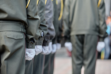 Soldiers standing in line