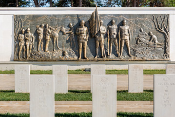 Monument of Ottoman Soldiers at Akbas Martyrs Cemetery and Memorial in Canakkale