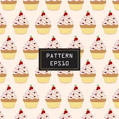 Cup cakes.Seamless pattern background.Vector illustration.