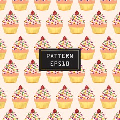 Cup cakes.Seamless pattern background.Vector illustration.