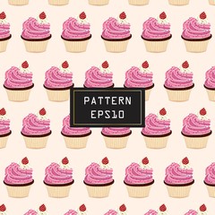 Cup cakes.Seamless pattern background.Vector illustration.