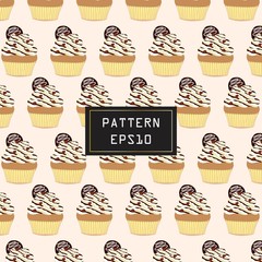 Cup cakes.Seamless pattern background.Vector illustration.