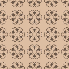Brown floral seamless pattern on beige background