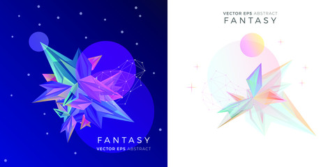 Flat Facet Poster, Abstract Gradient Fantasy Poster, Game Background, Vector illustration, Minimal Flat Design Background