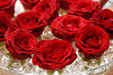 Glass  with red rose (table decoration, present)