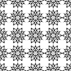 Black floral seamless design on white background