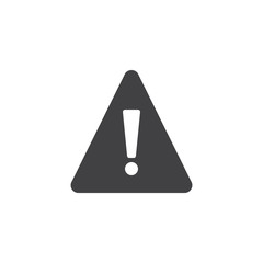 Attention triangle icon vector, filled flat sign, solid pictogram isolated on white. Exclamation danger sign symbol, logo illustration.