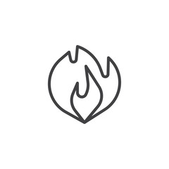 Fire flame line icon, outline vector sign, linear style pictogram isolated on white. Flammable symbol, logo illustration. Editable stroke