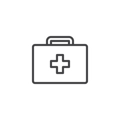 Fototapeta premium First aid kit line icon, outline vector sign, linear style pictogram isolated on white. Medical box symbol, logo illustration. Editable stroke
