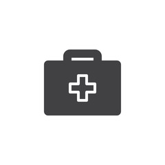 First aid kit icon vector, filled flat sign, solid pictogram isolated on white. Medical box symbol, logo illustration.