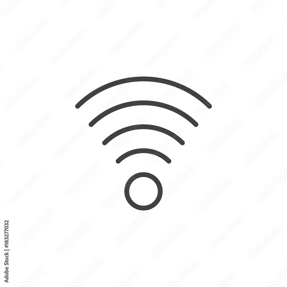 Poster wireless connection signal line icon, outline vector sign, linear style pictogram isolated on white.