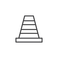 Traffic cone line icon, outline vector sign, linear style pictogram isolated on white. Symbol, logo illustration. Editable stroke