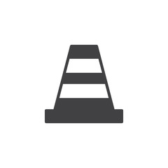 Traffic cone icon vector, filled flat sign, solid pictogram isolated on white. Symbol, logo illustration.