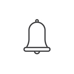Alarm bell line icon, outline vector sign, linear style pictogram isolated on white. Notification symbol, logo illustration. Editable stroke