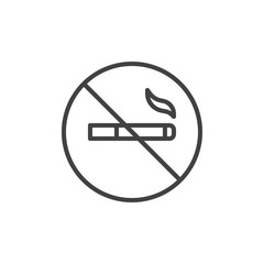 No smoking cigarette line icon, outline vector sign, linear style pictogram isolated on white. Symbol, logo illustration. Editable stroke