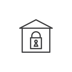 House lock line icon, outline vector sign, linear style pictogram isolated on white. Padlock home symbol, logo illustration. Editable stroke