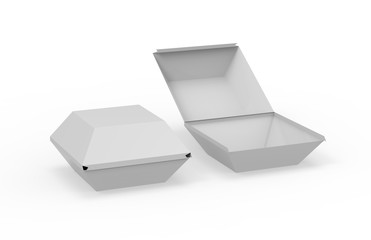 Burger package mock up on isolated white background, 3d illustration