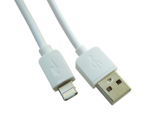 micro usb cable isolated on white background.