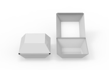 Burger package mock up on isolated white background, 3d illustration