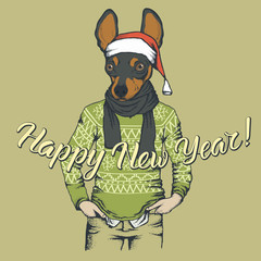 Dog Christmas vector illustration