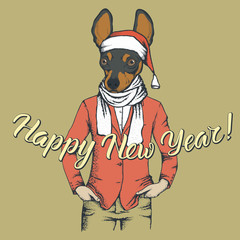 Dog Christmas vector illustration