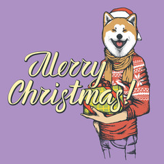 Dog Christmas vector illustration
