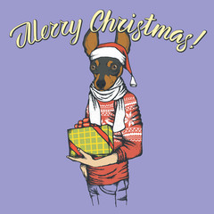 Dog Christmas vector illustration