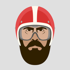 man face in helmet vector illustration flat style  front