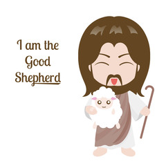 Jesus and sheep vector illustration