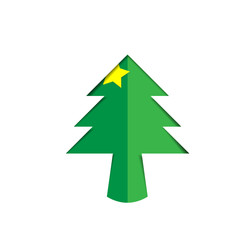 Christmas tree green paper cutout with star