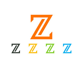Line Art Initial Letter Z like Double Number 7 Modern Logo for Company